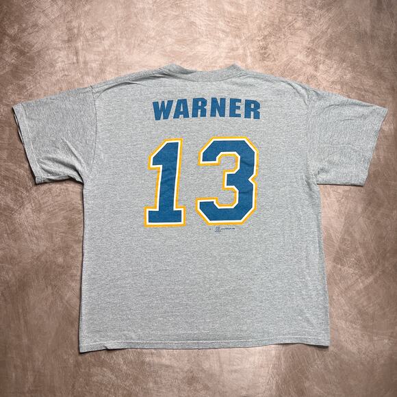 Vintage 90s Joy Athletic Kurt Warner St. Louis Rams NFL T-Shirt Gray Football - Picture 2 of 9